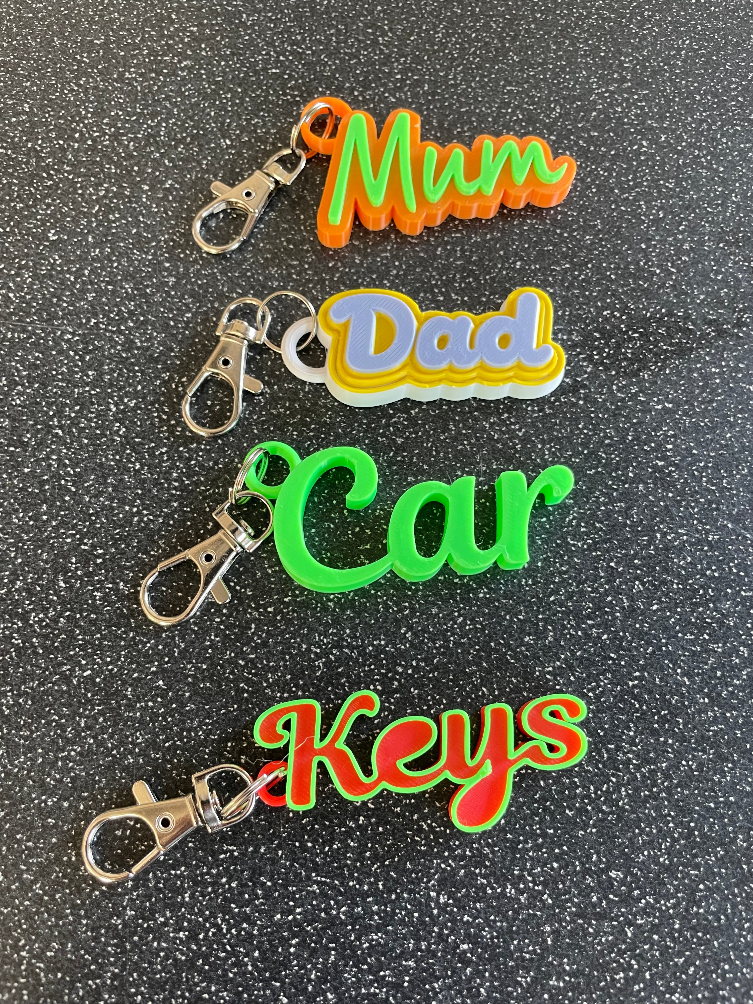 Personalised 3D Printed Name Keyring – Custom Gift with Lobster Clasp