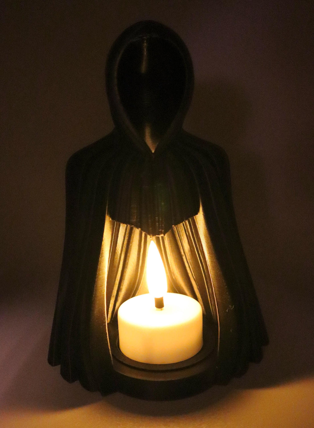 Hooded Cloak Battery Tea Light Holder – Gothic Style Ornament