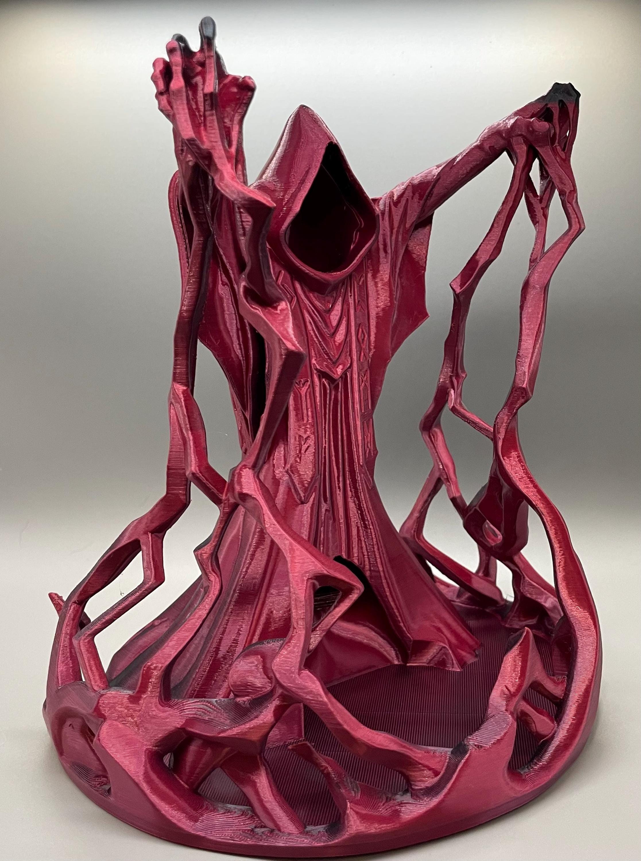 Wizard Dice Tower – Red Black Silk PLA 3D Printed RPG Accessory