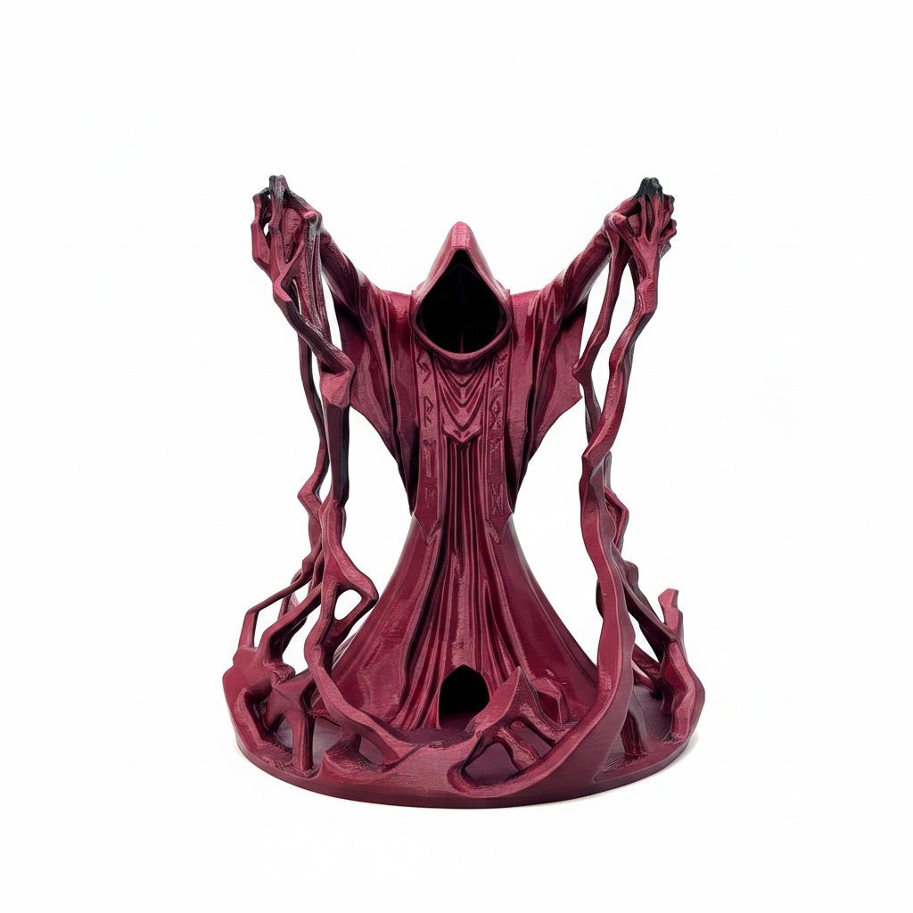 3D Printed Wizard Dice Tower on white background