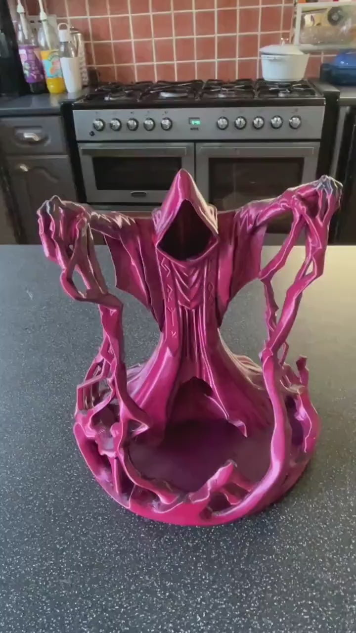 Wizard Dice Tower – Red Black Silk PLA 3D Printed RPG Accessory