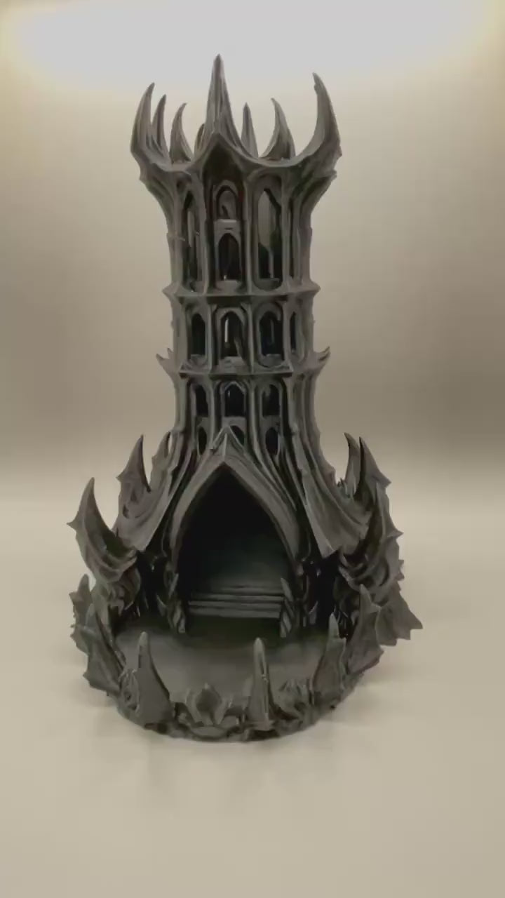 Gothic Dice Tower – 3D Printed Obsidian Spire for Tabletop RPGs