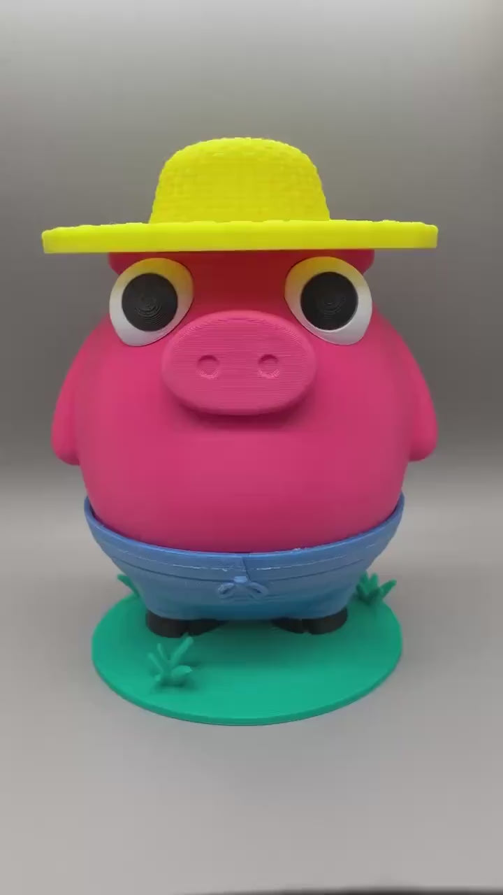 Farmer Pig Butt Crack Piggy Bank – Funny Pig Money Box with Hidden Coin Slot